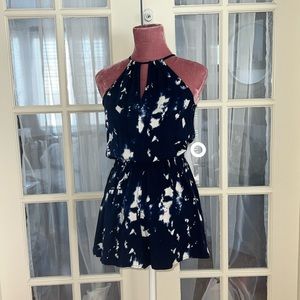 Garage romper navy blue and white